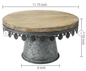 Home Decoration Cake And <b>Sweet</b> Serving Stand With Top Wooden Platter And Galvanized Base For <b>Christmas</b> Birthday Celebration - Product Image 3