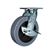 Roue pivotante antistatique robuste de 5 pouces (125 mm) en TPR gris avec plaque / frein latéral