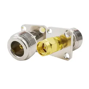 RF Coaxial N flange fêmea SMA macho adaptador N macho para SMA macho 4 furos Flange painel conector 17,5*17,5mm 25*25mm