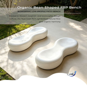 Banc de patio en FRP en forme de haricot biologique, mobilier d'extérieur contemporain, design moderne durable pour usage en jardin - Product Image 1