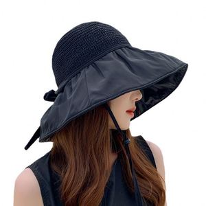 2026 New Summer Women's Large Brimmed Foldable Fisherman's <b>Sunscreen</b> Hat UV Resistant 100% Polyester Mesh Face Covering - Product Image 2