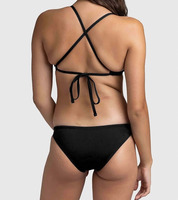 Ensemble bikini triangle uni pour femme, dos croisé à nouer, maillot de bain deux pièces, sport, surf, plage, vente en gros personnalisée