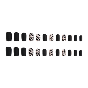 Oferta Especial: 24 <span class=keywords><strong>Uñas</strong></span> Postizas <span class=keywords><strong>Negras</strong></span> Nude <span class=keywords><strong>con</strong></span> Diseño Impreso, Estilo Ins, <span class=keywords><strong>Uñas</strong></span> a Presión <span class=keywords><strong>con</strong></span> Pegamento para Dedos, Elegantes - Product Image 2
