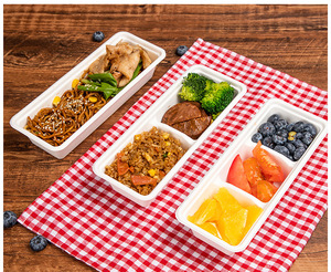 Eco Friendly <b>Biodegradable</b> Microwavable Recyclable Disposable Bagasse 600ml 1100ml Takeaway <b>Packaging</b> Lid 2 3 Compartment Food - Product Image 2