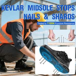 Chaussures de sécurité de travail DSYX G0913-41 anti-éclatement, anti-perforation, à lacets, avec embout en acier, respirantes, en cuir ultra-fin en fibre tricotée - Product Image 3