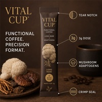 Premium Custom Logo Stick Bag Tear Notch 3g Mushroom Adaptogen Botanical Wellness Coffee Sachet Packaging for Health Brand OEM