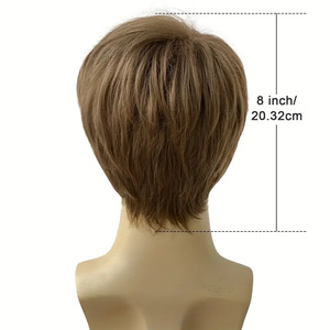 <span class=keywords><strong>Parrucca</strong></span> da <span class=keywords><strong>uomo</strong></span> transfrontaliera, stile europeo-americano, corta, liscia, marrone, con riga laterale, alla moda, minimalista, realizzata a macchina - Product Image 4