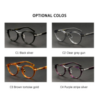 M01BF En stock, monture de lunettes ronde souple en titane et acétate gris clair, pour un usage quotidien léger et littéraire