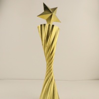 Vente en gros Gravure Logo Médaille étoile d'or Trophées personnalisés Tasses Résine Figurine en forme d'étoile Trophée Cadeau souvenir pour gagnant