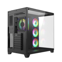Desain baru Casing komputer Gaming 3 sisi panel kaca Tempered Casing PC modis kipas RGB Led Casing Cpu ATX Casing kabinet Pc