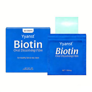 Bandes orales de biotine OEM/ODM (film oral à dissolution rapide) pour la santé de la peau et des cheveux des adultes, complément beauté végétalien sans gluten, personnalisable - Product Image 1