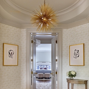 Lustre Moderne Personnalisé pour Hall d'Hôtel, Suspension Étoile Dorée, Luminaire Suspendu Type Hérisson pour la Maison, Base E12 - Product Image 1