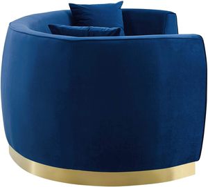 Sofá de terciopelo curvo <span class=keywords><strong>Wolff</strong></span> de alto rendimiento con tres asientos, color azul marino - Product Image 4