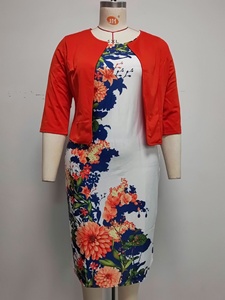 Vêtements pour femmes <span class=keywords><strong>grande</strong></span> <span class=keywords><strong>taille</strong></span> de haute qualité, imprimés, manches trois quarts, robes de bureau pour femmes, robes africaines pour femmes, ensemble deux pièces - Product Image 5