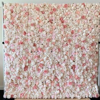Décoration de mariage pour la maison fond de scène floral rose soie rose fleur panneau de toile de fond mural 3D tissu enroulé fleur artificielle pour mur
