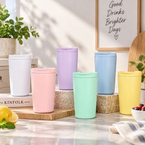 Vaso de Café Cilíndrico Exclusivo de 12oz, de Moda, de Alta Gama, para Chicas, Portátil, Aislado al Vacío, de Acero Inoxidable, con Pajita, para Exteriores, 6-12 - Product Image 5