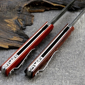 Couteau pliant en acier Damas à succès, manche en bois, couteau de poche tranchant pour le camping, bricolage, personnalisable OEM pour usage industriel - Product Image 6