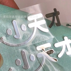 Placa de Identificación Metálica Personalizada, Letras en Relieve Plateadas Brillantes, Etiqueta Autoadhesiva 3D, Adhesivo con Logotipo OEM de Shenzhen - Product Image 2