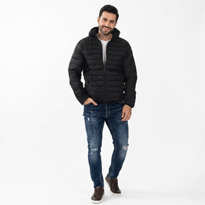 Blousons matelassés en toile pour hommes High Street 2026, col montant, logo personnalisé sur le devant, séchage rapide, respirants, hiver, service OEM - Product Image 1