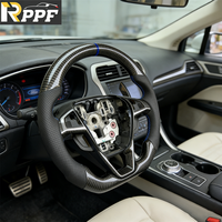 Volante Deportivo de 3 Radios con Fibra de Carbono Real para Ford 2010 Mondeo/2015-18 Edge/2016 Galaxy/2013-16 Fusion/ecoboost