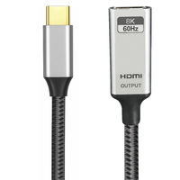 Adaptateur de câble de type C mâle vers HDTV femelle en aluminium plaqué or avec puce prenant en charge 8K 60Hz/4K 120Hz