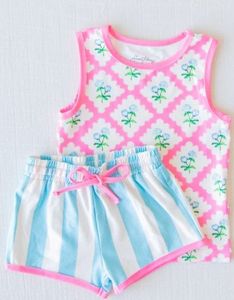 Pré-vente enfant filles vêtements d'été élégant rose cravate-teinture hauts bas 2 pièces ensembles enfants enfant en bas âge tenues décontractées en gros - Product Image 4