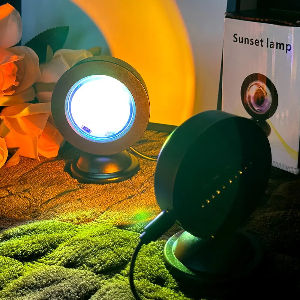 일몰 램프 프로젝터 RGB USB LED 야간 조명 원격 제어 휴대용 무드 조명 거실 사진 네온 조명