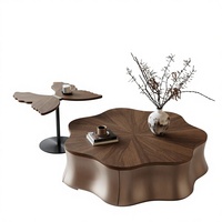 Mesa de Centro de Madera Maciza Estilo Italiano Minimalista 2026, con Función Combinable y Móvil, Diseño de Mediados de Siglo, Muebles para el Hogar