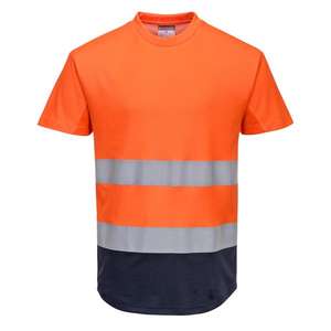 PORTWEST - C395ONRXL Camiseta de algodón de malla bicolor Comfort naranja/Azul Marino-EAN 5036108319862 ROPA DE TRABAJO DE LA HI-VIS - Product Image 1