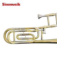 Sinomusik Factory Gold Silver Gold+Silver Lacquer Toned Bb/F Key Toned Professional Trombone Brasswind Musical Instrument