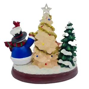 Sculpture de décoration créative en résine personnalisable pour sapin de Noël et bonhomme de neige avec lumières led