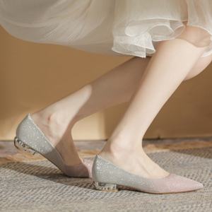 Zapatos de Novia para Uso Diario, Bailarinas de Tacón Bajo, Planos, de Cuero Genuino, Ligeros e Impermeables para Mujer - Product Image 4