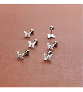 女性用合金糸ロッドスタッドイヤリング中空Bowknotオールマッチファッション蝶ジュエリー耳骨爪ねじ付き - Product Image 6