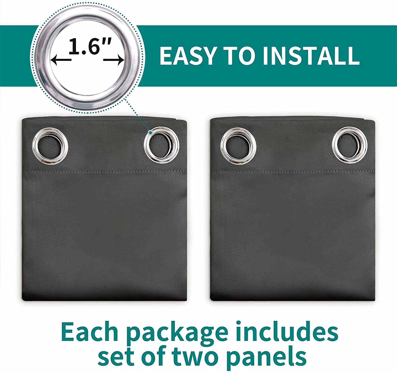 Grommet Thermal Insulated Blackout Window Curtains for Living Room - View 4