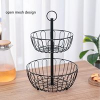 Support de service à fruits moderne en fil métallique à deux niveaux avec motif en spirale, écologique, pour comptoir de cuisine, plateau de présentation de desserts et de collations, pour la maison