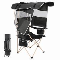 Chaise de camping de plage robuste en acier avec auvent réglable en hauteur, design pliable, option sac à dos et glacière