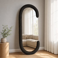 Miroir sur pied en velours pleine longueur, forme de nuage ondulé, avec support, couleur personnalisée, vente en gros et au détail, décoration