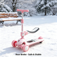 Trottinette pliable légère et populaire pour enfants avec siège, roues en PU lumineuses, hauteur réglable, trois roues pour garçons et filles