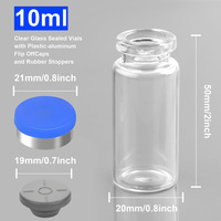 Vente en gros d'usine - Flacons tubulaires en verre transparent de 2 ml à 30 ml avec bouchons en caoutchouc et capuchons à clapet - Emballage pharmaceutique pour injections médicales