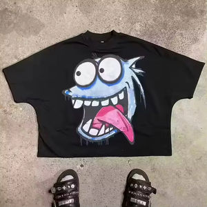 100% coton Boxy recadrée t-shirts Y2K imprimé graphique t-shirts Streetwear haute qualité luxe hommes T-Shirts - Product Image 4