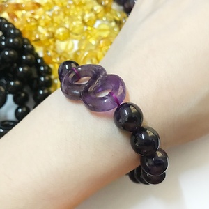 Pulsera de Piedras Preciosas con Cuentas Redondas y Símbolo de Infinito - Product Image 1