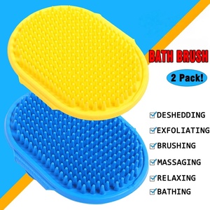 Brosse de massage apaisante en caoutchouc pour chien, prix d'usine, avec poignée annulaire réglable, pour le nettoyage et le toilettage des animaux (chiens et chats) et le bain au shampoing - Product Image 2
