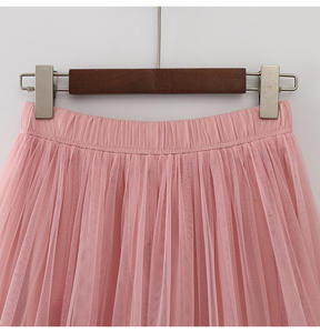 फैशन मेश महिला टुल स्कर्ट ठोस रंग चमड़े की प्लेट वाली स्कर्ट महिला-लाइन सुरुचिपूर्ण स्कर्ट - Product Image 3