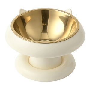Gamelle surélevée en acier inoxydable pour animaux de compagnie avec support cervical anti-renversement ; conception anti-salissure pour le menton des chats adultes ; antidérapante - Product Image 5