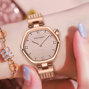 Montre-bracelet de luxe Hannah Martin pour femme, montre à quartz personnalisée pour femme, bracelet en maille premium, acier inoxydable, diamant, montre-bracelet féminine - Product Image 2