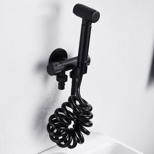 Kit Doccetta Bidet a Parete in Ottone Nero Opaco Moderno con Valvola a Doppio Controllo e Tubo Avvolgibile Retrattile per <span class=keywords><strong>WC</strong></span> - Product Image 4