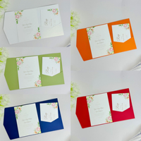 Carpeta de Invitación de Boda de Papel Artístico con Acabado Mate, Plegable en Tres Partes, con Bolsillos, Corte Láser, Tarjeta de Regalo Personalizada, Tamaño Personalizado para Bodas y Eventos