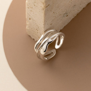 Anelli regolabili con dito d'<span class=keywords><strong>onda</strong></span> multistrato in <span class=keywords><strong>argento</strong></span> Sterling 925 geometrico all'ingrosso per le donne - Product Image 1