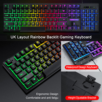 Clavier et souris de jeu filaires RGB rétroéclairés 3-en-1 avec 104 touches Interface USB pour PC/ordinateur portable