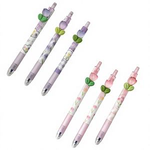Niedlicher Cartoon-Radierstift mit Einziehfunktion, 0,5mm Blau-Tinte, Tulpen-Ornament und Weichem Griff für Schule und Büro - Product Image 2
